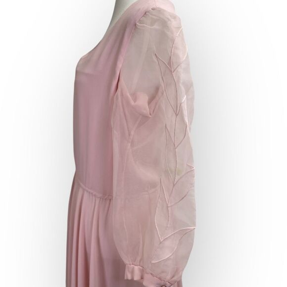 Vintage 1960’s Parnes Feinstein 3/4 sleeves pink midi dress. Retro party prom - Picture 7 of 11